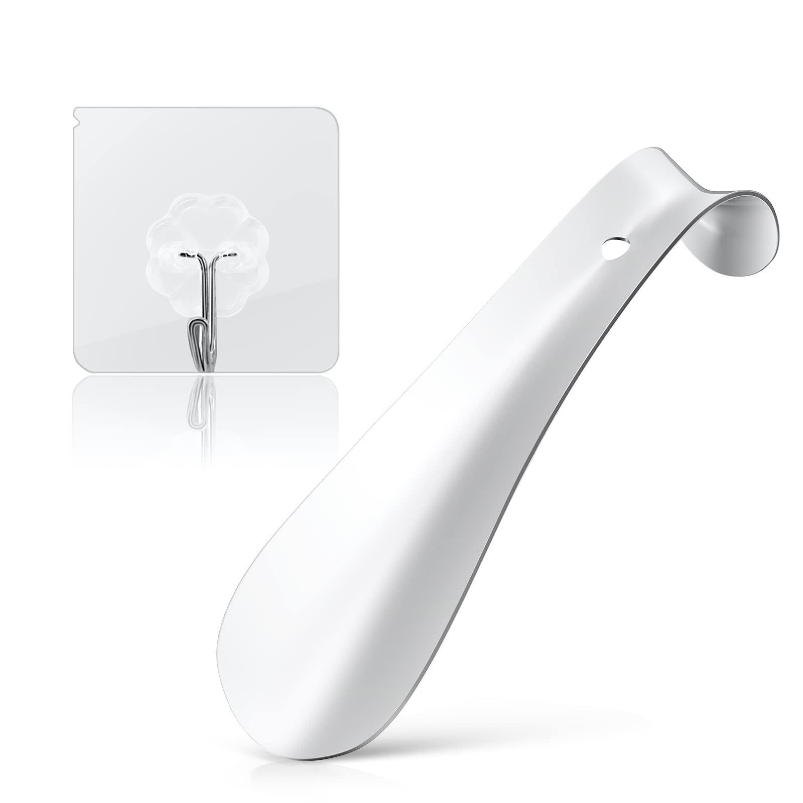 flintronic Calzador de Acero Inoxidable, Largo y Pequeño, Diseño Curvo con Orificios para Colgar