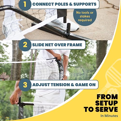 Image of Boulder Portable Badminton Pickleball Net - Foldable /Extendable Poles for Multiple Sports Heights (UP to 5 ft) - Ideal for Tennis, Pickleball, Soccer Tennis - Easy Setup