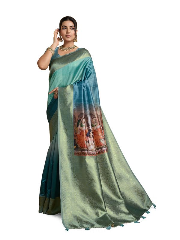 Digital Printed Traditional Saree For Women With Unstitched Blouse piece (2C_JODHA)