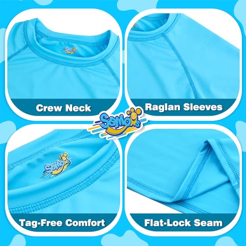 Boys Rash Guard Short Sleeve, Blue Yellow UPF 50+ Sun Protection Rashguard Slim Fit Swim Shirt Fishing Surf Quick Dry Cool Beach Clothes for Toddler Youth Kids Size 2T3
