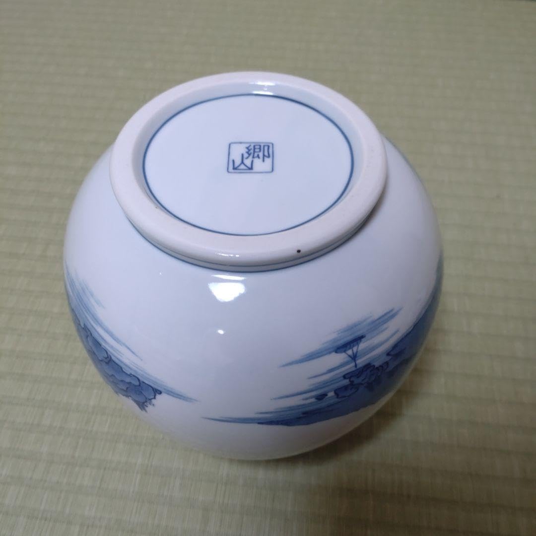 T862 水指 『染付 芋頭』『橋本龍岳 造』 共箱 茶道具 茶道具 水指