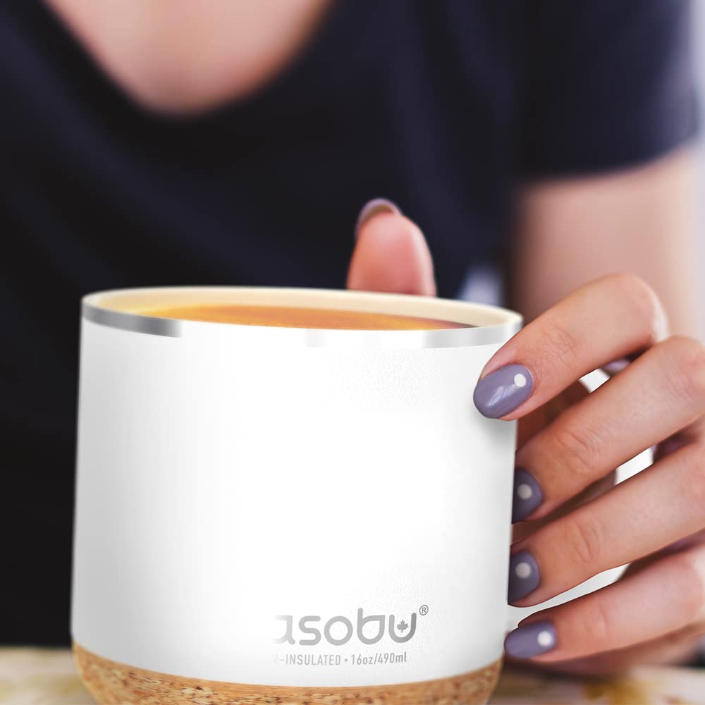 asobu Infinite Tasse à café isotherme en acier inoxydable avec revêtement intérieur en céramique et dessous de verre en liège