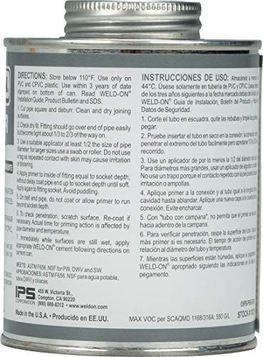 Weld-On 10211 P-68 PVC/CPVC Non-Bodied Primer - Fast Acting and Low-VOC, Clear, 1 Pint (16 fl oz)
