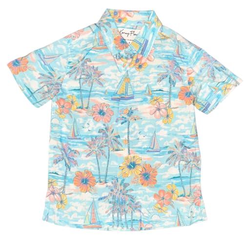 Boy's Hawaiian Shirt, Toddler Boy's Short Sleeve Button-Down Shirt, Soft Rayon, Regular and Relaxed Fit