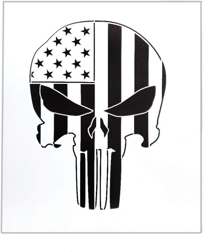 OBUY Punisher Skull Stencil for Painting on Wood, Walls, Fabric, Airbrush, More | Reusable 12 x 14 inch Mylar Template