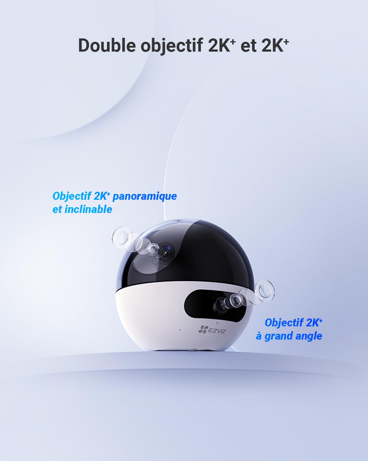 EZVIZ C7 Caméra de Surveillance WiFi Intérieure 4MP à Double Objectif, Caméra de Sécurité 360°, Détection de Personne/Animal, Audio Bidirectionnel, Vision Nocturne, Mode Patrouille/Confidentialité