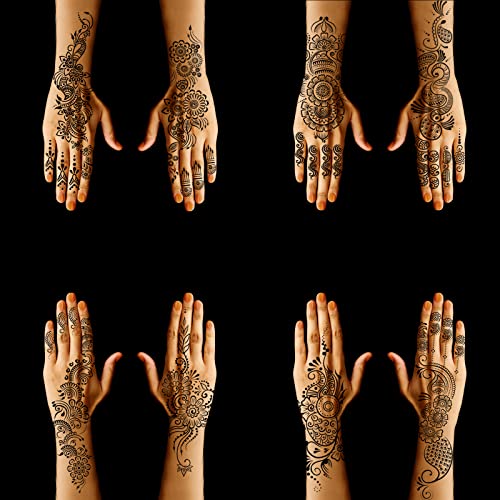 Mzstgh Henna Tattoo Stencils kit,Temporary Tattoos Stencils Reusable Henna Tattoo kit for Hand Forearm Airbrush Tattooing Template, Indian Temporary Tattoo Stickers