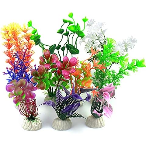 Aquarium Fish Tank Plastic Plants, 10 Pcs Aquarium Plants Fish Tank Decorations, Aquarium Artificial Plants Aquarium Decoration Cover
