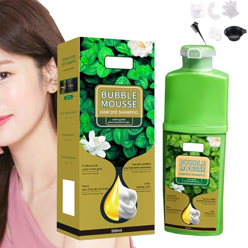Tinte de cabello de espuma a base de plantas de larga duración, champú para tinte para el cabello de burbujas, crema para color de cabello de 500 ml-fórmula suave (Chestnut Brown)