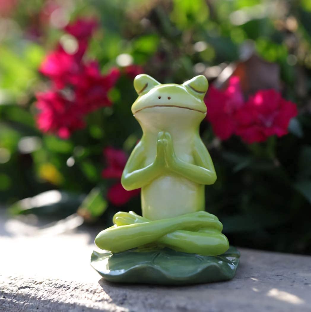Rzeźba ogrodowa, żaba, medytacyjna statuetka, figurka żaby zen, joga, do wewnątrz, na zewnątrz, dekoracje z żywicy