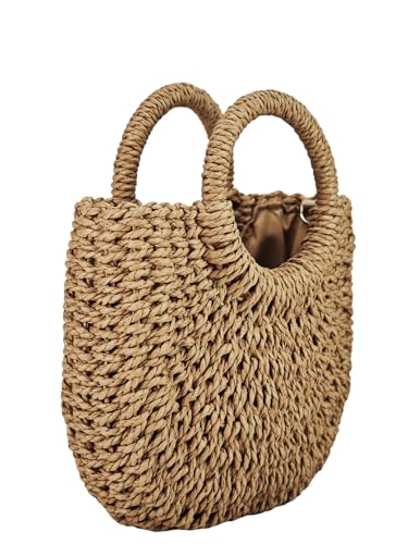 Women's Straw Beach Bag Woven Crossbody Shoulder Bags Summer Handle Satchel Handbag Purse with Chain2