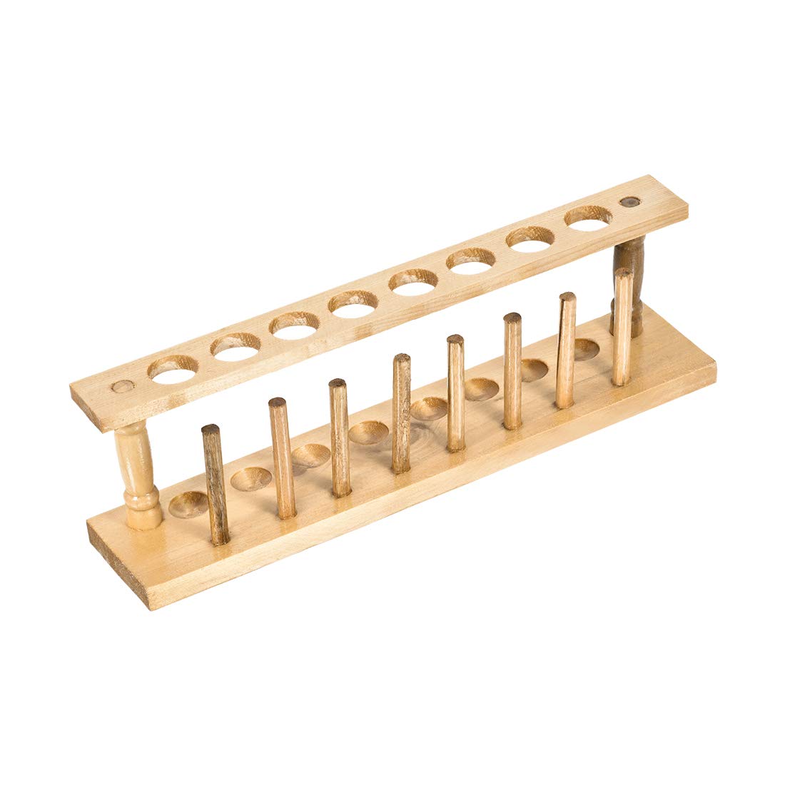 sourcing map Wooden Test Tube Holder Rack 8 Wells 8 Pins for 16-20mm Centrifuge Tubes