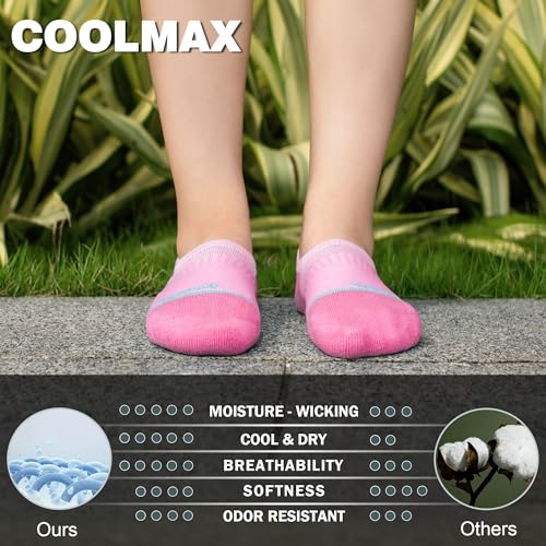 Image of BRISIRA Bamboo Viscose Coolmax Running Golf No Show Socks Women Compression Moisture Wicking Performance Low Cut Tab Athletic