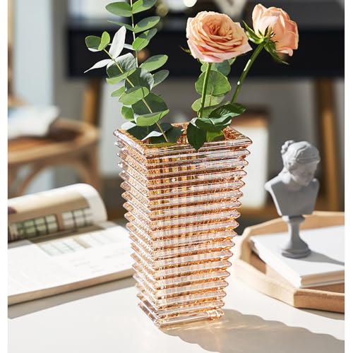 Vaso in vetro cristallo da 23 cm, vaso per fiori in vetro trasparente spesso, grandi vasi decorativi, composizione floreale, ornamento idroponico per tavolo da pranzo di casa, regalo per matrimonio