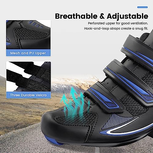 Image of Men's Cycling Shoes - 2 & 3 Bolt Look Delta Cleat Spin Bike Shoes - Compatible with SPD Clips - Perfect for Indoor & Outdoor Road Cycling
