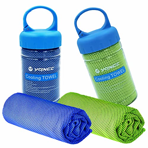 Image of YQXCC 2 Pack Cooling Towel (47 inchx12 inch) Ice Towel for Neck, Soft Breathable Chilly Towel, Microfiber Cool Towel for Yoga, Golf, Gym, Camping, Running, Workout & More Activities