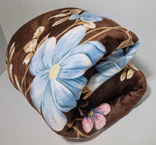 Image of Winter Woolen Premium Flannel Velvet Warm Duvet Cover Quilt Cover | Rajai Cover | Blanket Cover | Comforter Cover Single Size 60x100 inches Woollen (Brown Flora, Single Bed)
