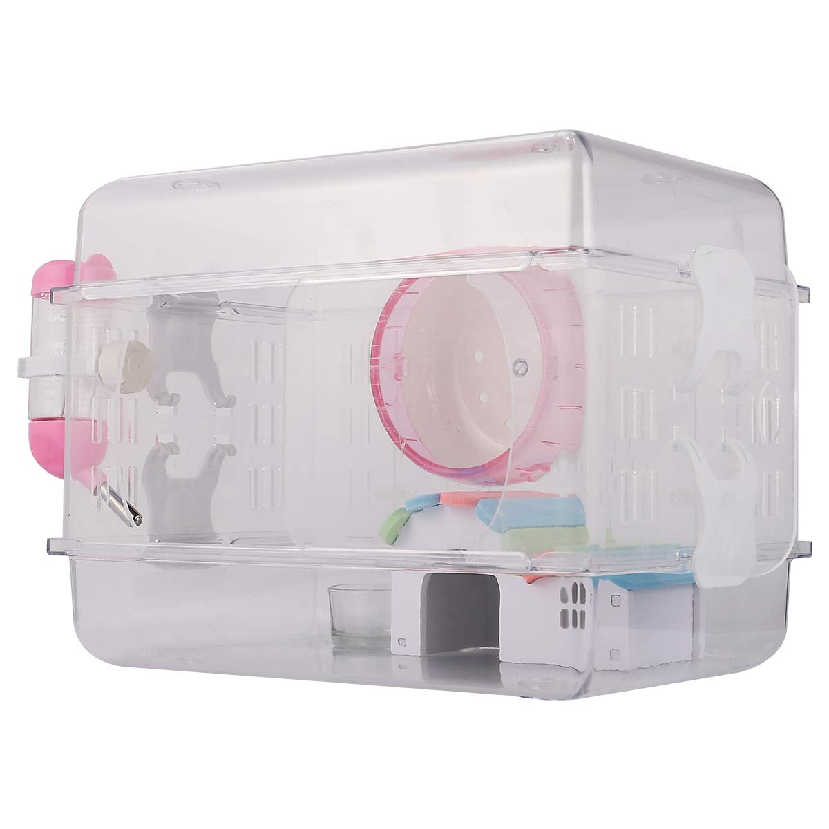 BESPORTBLE Jaula para Hámster con Rueda Comedero Bebedero y Casita Transparente para Mascotas Pequeñas