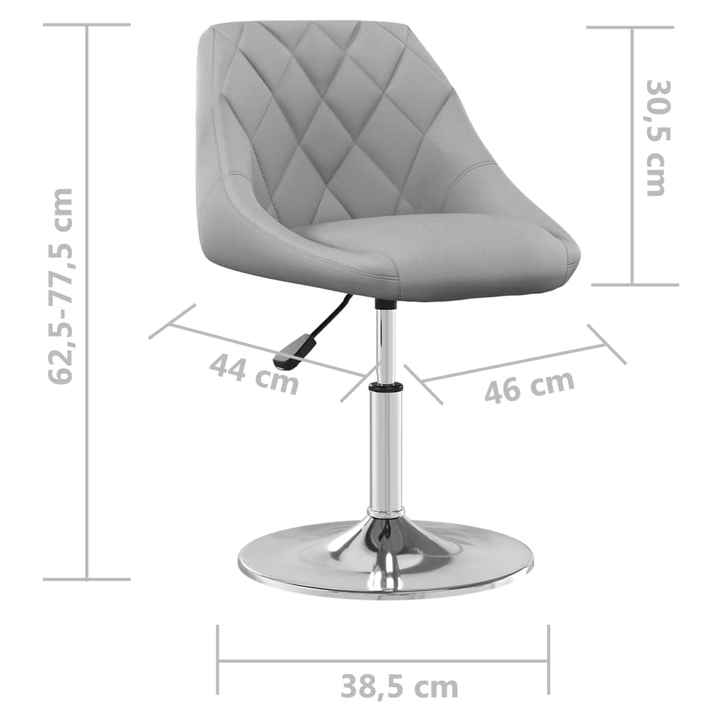 vidaXL Esszimmerstuhl 2 STK., Stuhl für Esszimmer Küche, Essstuhl um 360 Grad drehbar, Küchenstuhl Barstuhl höhenverstellbar, Hellgrau Samt