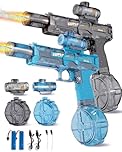 POPERFUN 2PCS Electric Water Gun for Adults Kids, Automatic Water Pistol Blaster with Spray Sound and Led Light, Leak-Proof Rechargeable Watergun for Summer Outdoor Pool Beach Toys for Boys