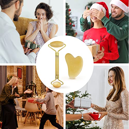 Cuteliili Yellow Gua Sha Facial Tools, Skin Care Products, Face Roller & Jade Roller For Face Care To Reduce Wrinkles And Lifting #TOP6