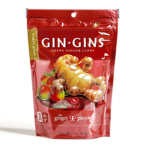 Gin Gins Spicy Apple Chewy Ginger Candy 3 oz each (1 Item Per Order)