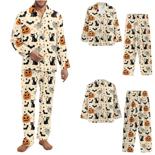 Men and Women Matching Outfits Lightweight Button Down Long Sleeve Pjs Set Comfortable Pjs Lounge Set with Pocket4