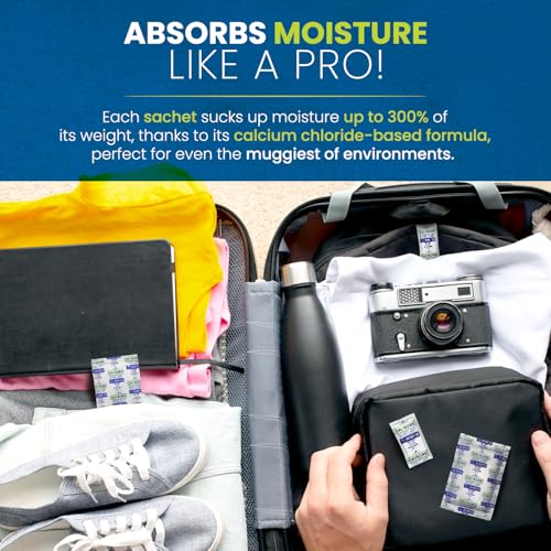 Image of DAVSORB Dehumidifier Room Moisture Absorber, Pack of 100-5gm Small Size Sachets (100x5=500gm) for Home, Electronic items, Wardrobe & Shoe Racks | Fights Excess Moisture & Prevents Mould & Fungus