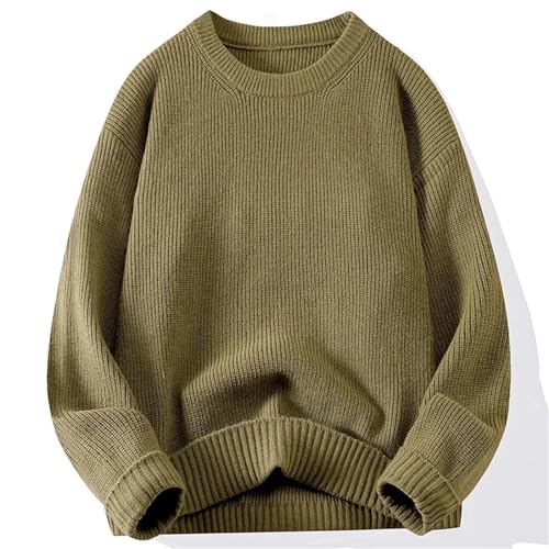 Men's Crew Neck Sweater Solid Trend Thickened Knitwear Winter Casual Warm Sweater Long Sleeve Vest4