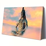 Lord Shiva Canvas Wall Art for Living Room Hinduism Art Religion Picture Artwork Home Decorations Indian Wall Painting Framed Gallery-Wrapped Stretched Ready to Hang16x24in/40x60cm
