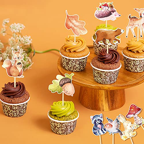 Sunny Seat A-WOODLANDCAKE48 Woodland Animal Party Supplies Cake Cupcake Toppers 48 Pack Happy Birthday Cake Decor thumb #2