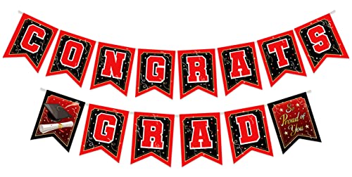 Treasures Gifted Red Graduation Banner 2023 - Graduation Party Supplies - Graduation Decorations Class Of 2023 - Graduation Party Supplies - Congratulations Banner Red - Congrats Grad Banner #TOP14