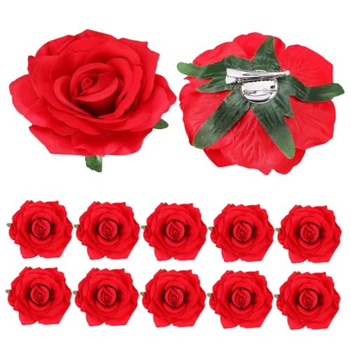 Roses réalistes en barrettes fleurs pour coiffure chic de cérémonie