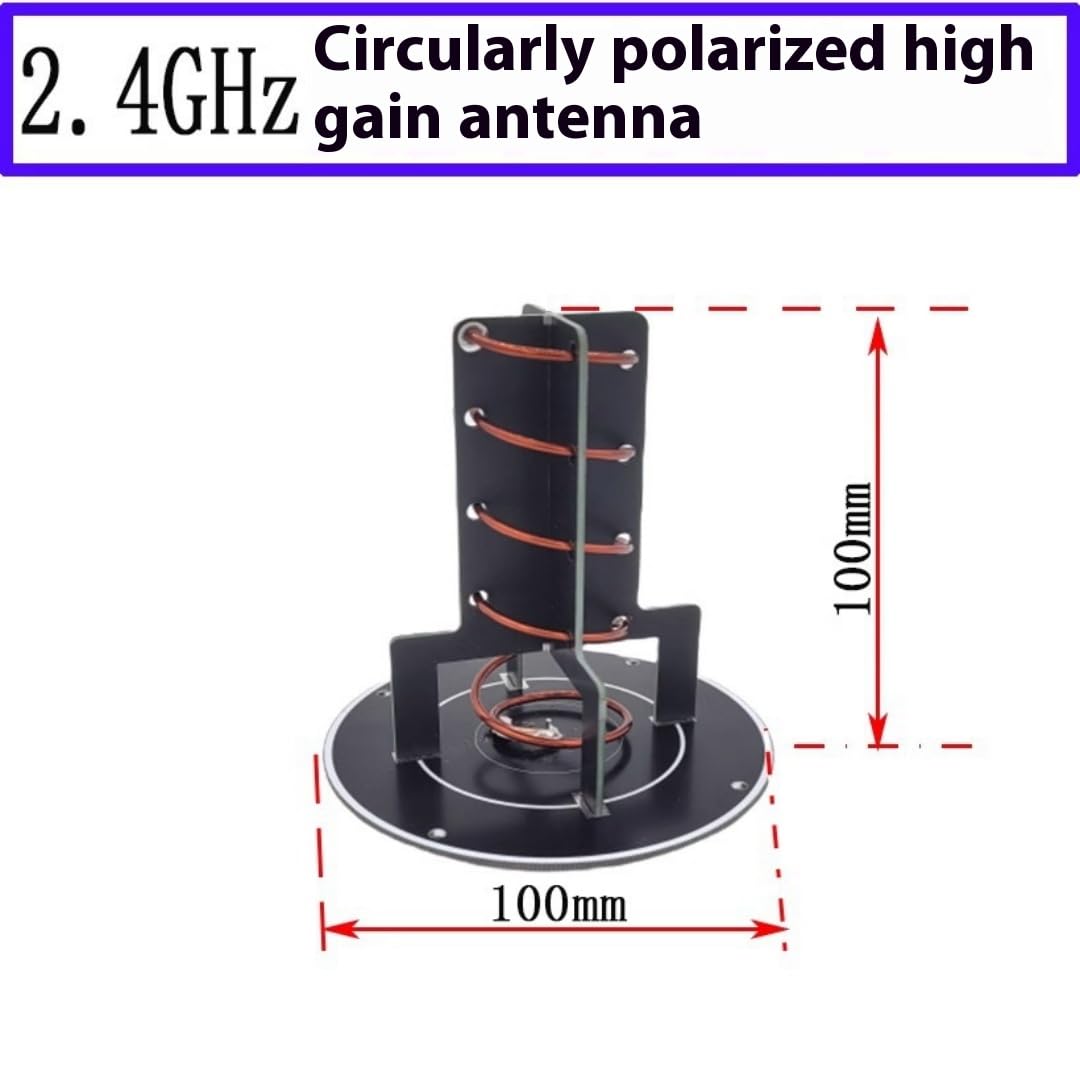 Antenna direzionale da 2,4 GHz, antenna a spirale, con mappatura, telecomando, portata estesa, alto guadagno, 2400 MHz (ago femmina (LH))
