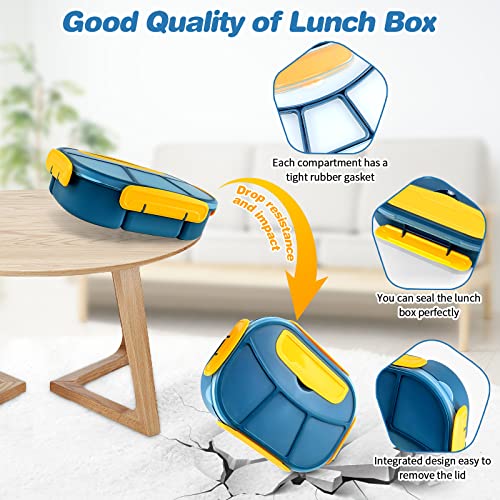 Tsmsv 1800Ml Bento Box Adult Lunch Box, Bento Lunch Box For Adults, Bento Box For Adult, Lunch Box For Adults, Bento Lunch Box With Fork,Cake Cups,Sauce Cup-Blue #TOP3