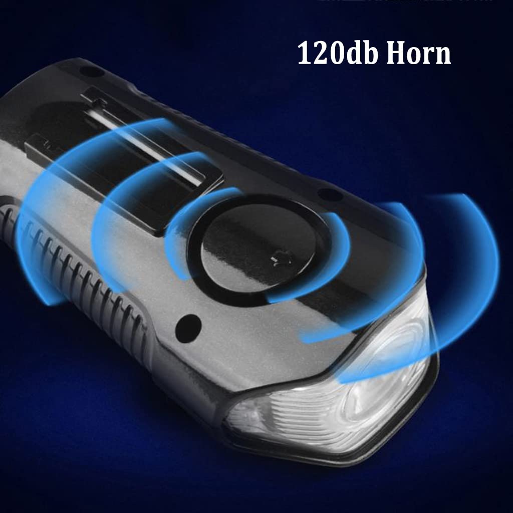 Juego de Luces USB para Bicicleta, Paquete de 2, Faro de Bicicleta Impermeable con Bocina y Cuentakilómetros Velocímetro, 4 Modos 6 Efectos de Sonido de Altavoz
