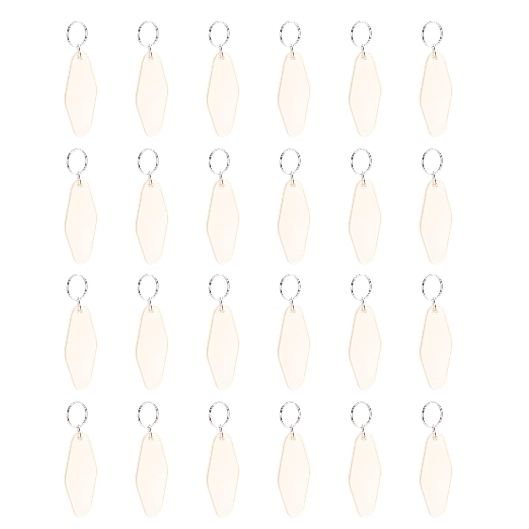 Qusedwey 24 Pcs DIY Blank Hotel Keychains Heat Transfer Blank Keychains Bulk Sublimation (Beige)