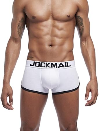 JOCKMAIL Mens Underwear Boxer Sexy Bulge Front + Back buttocks Double Removable Push Up Cup