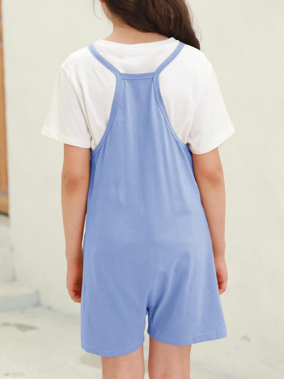 Tongmingyun Girls Summer Sleeveless Casual Romper Spaghetti Strap Shorts Jumpsuit with Pockets - Image 2