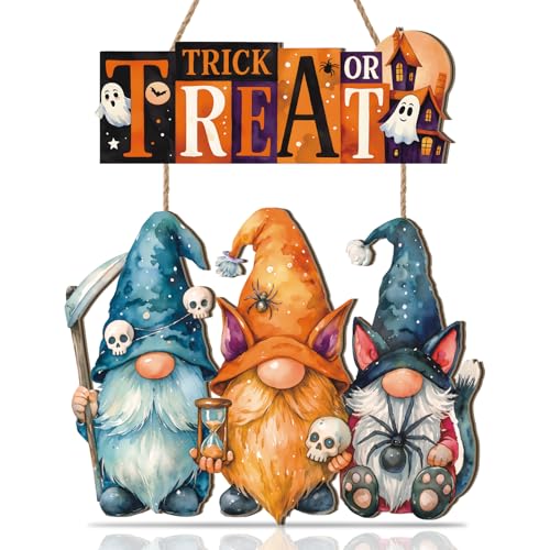 Trick or Treat Hanging Wood Sign Decor Happy Halloween Wall Decor...