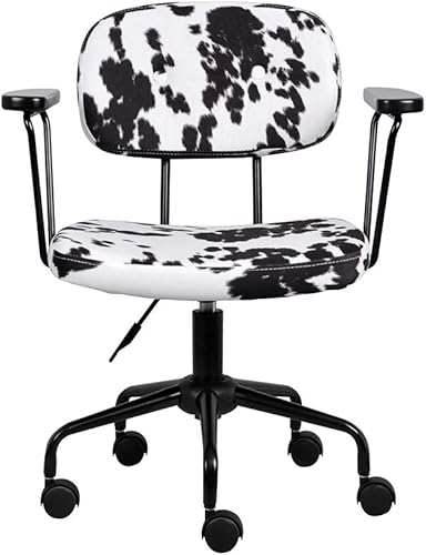 Miniatura 4 de GIA Barnyard Holstein - Silla de trabajo para oficina en casa con brazos, metal, blanco y negro