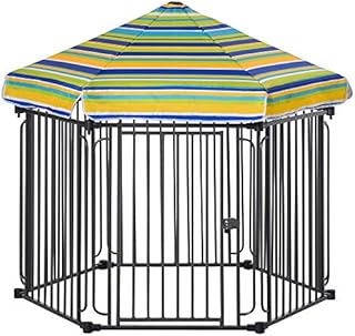 PawHut Dog Play Pen Puppy Pen Pet Playpen For Rabbit Guinea Pig Duck with Canopy Indoor Outdoor 119H x 122L x 105Wcm