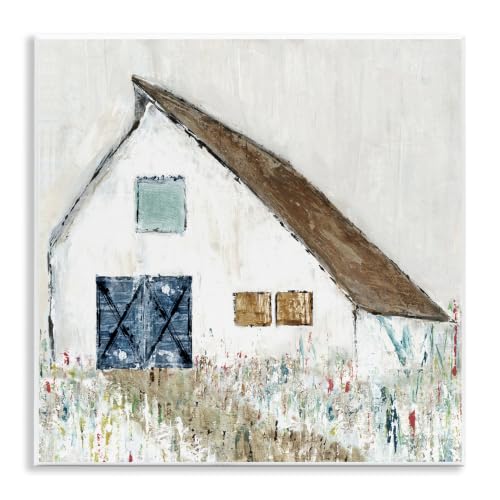 'Countryside White Barn Abstract Flower Meadow'| Wall Plaque Art
