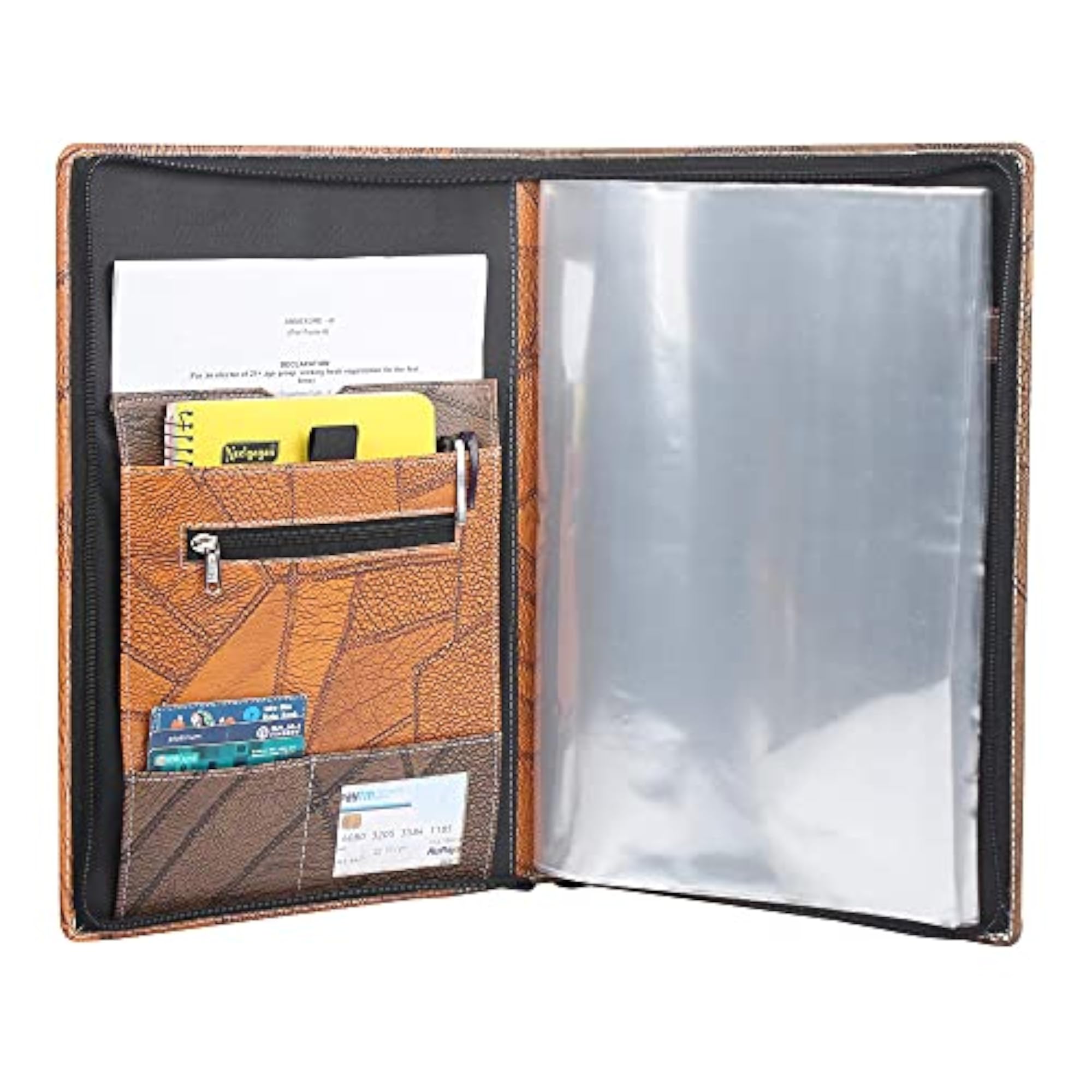 Professional PU Leather Zip File Folder, B4 Size