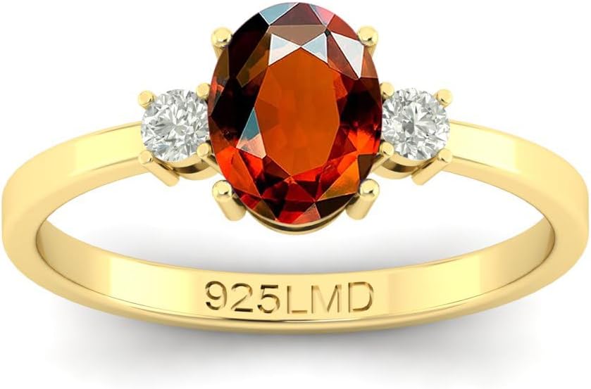LMDPRAJAPATIS 8x6 MM Vintage Certified Blue Sapphire, Ruby, Emerald, Periodot, Garnet, Birthstone Statement Gold Plated Ring For Women's