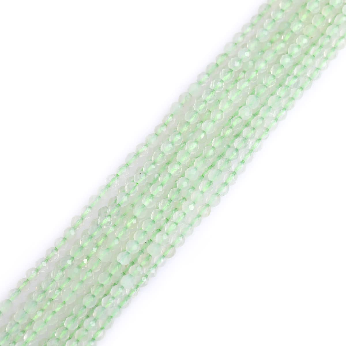 Gem-Inside 2mm Natural Green Prehnite Real Crystal Gemstone Faceted Spacer Beads for Jewelry Making Strand 15''