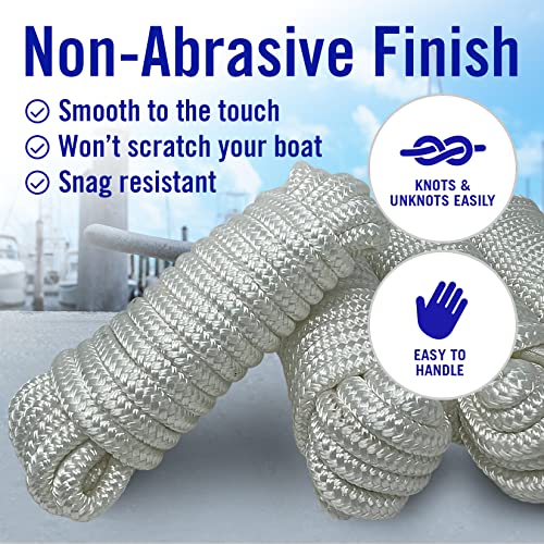 Image of Dock Lines for Boats 1 /2 inch x 25ft, 4 Pack Double Braided Nylon Boat Rope