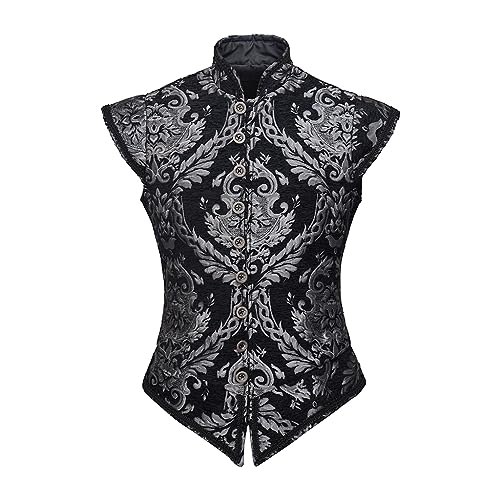 CosplayDiy Mens Tudor Vest Victorian Suit Vest Tudor Jerkin Gothic Steampunk Waistcoat