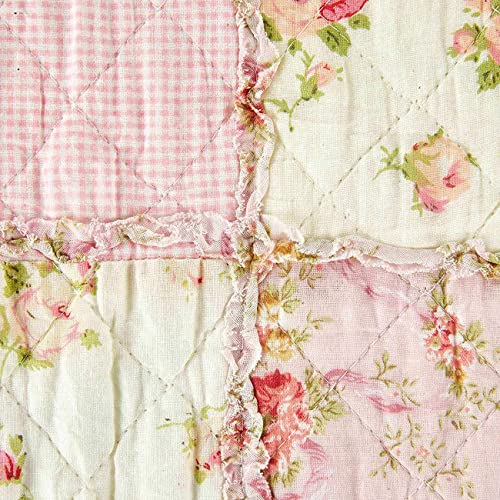 Qucover Single Bedspread Quilted Throw Soft 100% Cotton Pink Floral Patchwork Quilt 150x200 cm Decorative Sofa Couch Coverlet - Cosy Home Interiors Qucover Single Bedspread Quilted Throw Soft 100% Cotton Pink Floral Patchwork Quilt 150x200 cm Decorative Sofa Couch Coverlet - Image 2