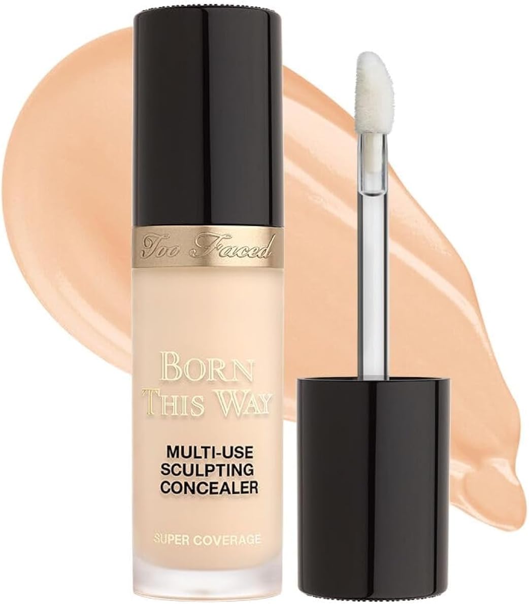 Too Faced Born This Way Super Coverage Multi-Use Concealer | Full Coverage, Non-Comedogenic, Oil Free + Long Lasting Concealer | Hyaluronic Acid, Coconut Water + Alpine Rose | 0.45 Fl Oz, Porcelain